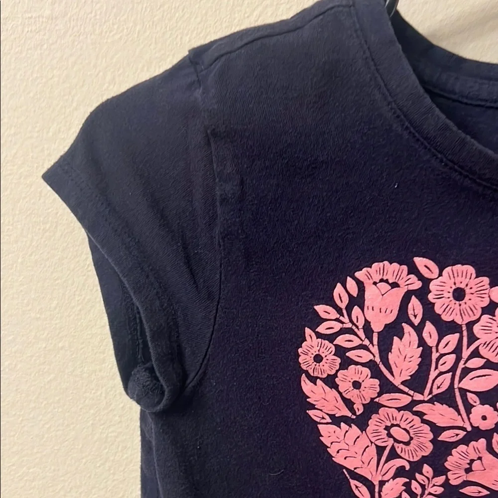 GAP Kids Navy Blue Tee with Pink Floral Heart